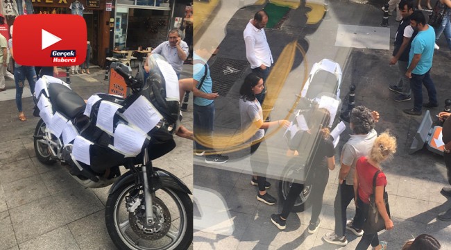 Motosiklet sürücüsünün park inadı esnafı bezdirdi