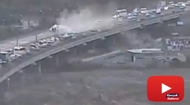 Oksijen yüklü tankerin devrilme anı kamerada