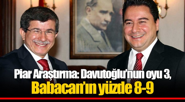 Piar Araştırma: Davutoğlu’nun oyu 3, Babacan’ın yüzde 8-9