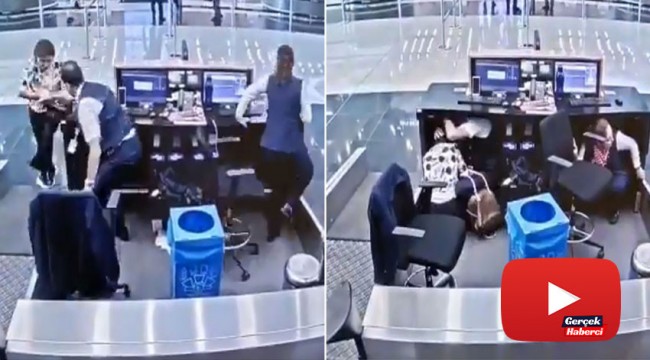 THY görevlisi, deprem sırasında yolcuyu böyle korudu