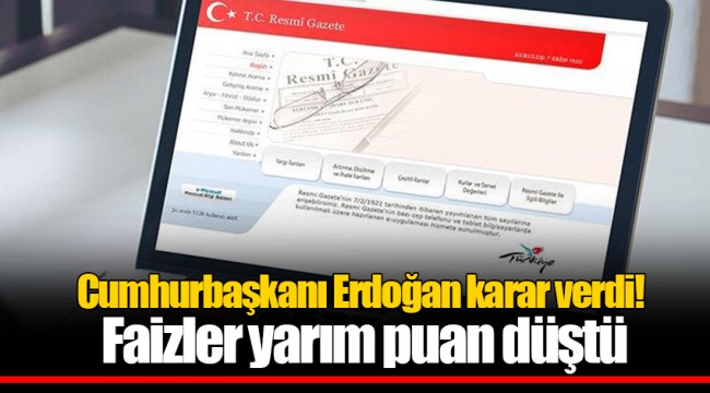 Cumhurbaşkanı Erdoğan karar verdi! Faizler yarım puan düştü