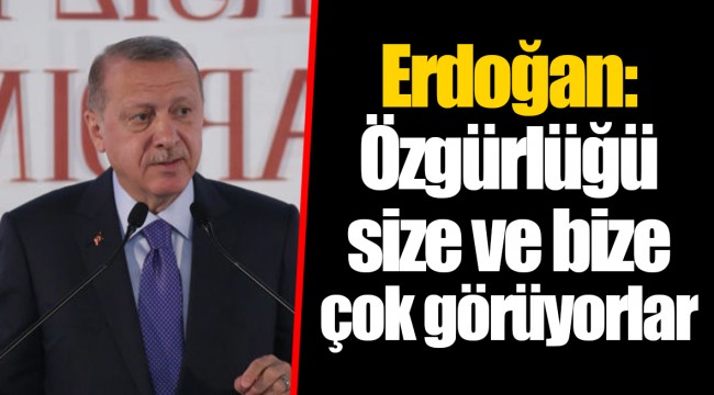Erdoğan: Özgürlüğü size ve bize çok görüyorlar
