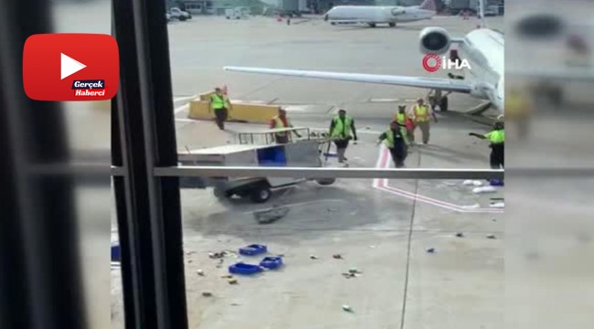 Havalimanında bozulan yemek dağıtım aracı pisti birbirine kattı