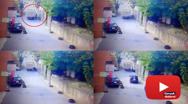 Hurdacının duvar ile aracı arasında sıkışıp hayatını kaybettiği kaza kamerada