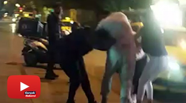 Yabancı uyruklu iki kadının saç saça baş başa kavgası kamerada