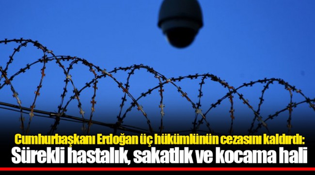 Cumhurbaşkanı Erdoğan üç hükümlünün cezasını kaldırdı: Sürekli hastalık, sakatlık ve kocama hali