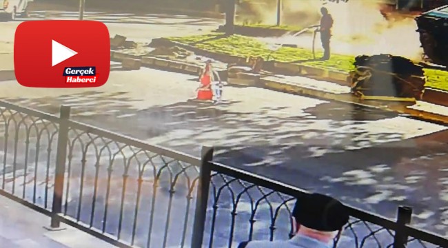 Minibüsün kaza anı güvenlik kamerasında