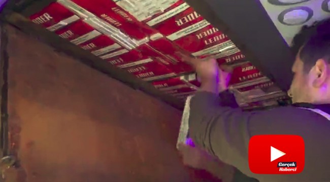 Minibüsün zulasında 3 bin 196 paket kaçak sigara ve 78 şişe içki ele geçti