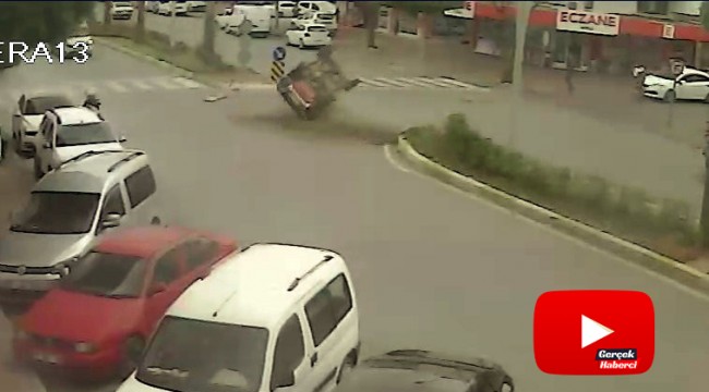 Takla atan araçtan burunları bile kanamadan çıktılar