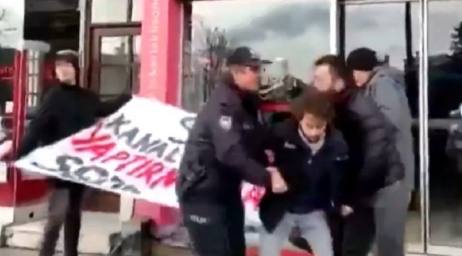 AK Parti önünde Kanal İstanbul protestosuna gözaltı