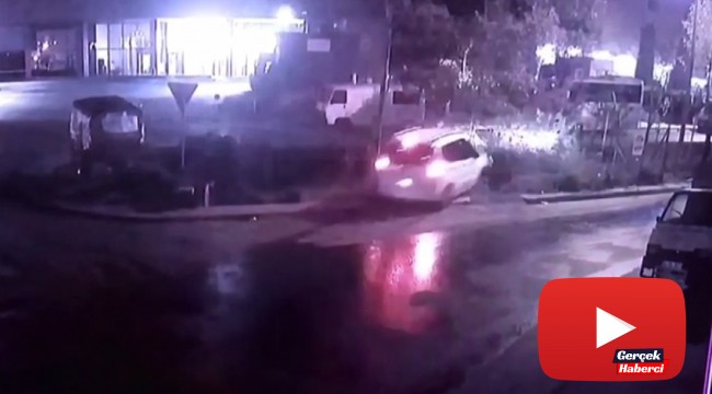 Alkollü sürücü süratli şekilde viraja girince kanala uçtu