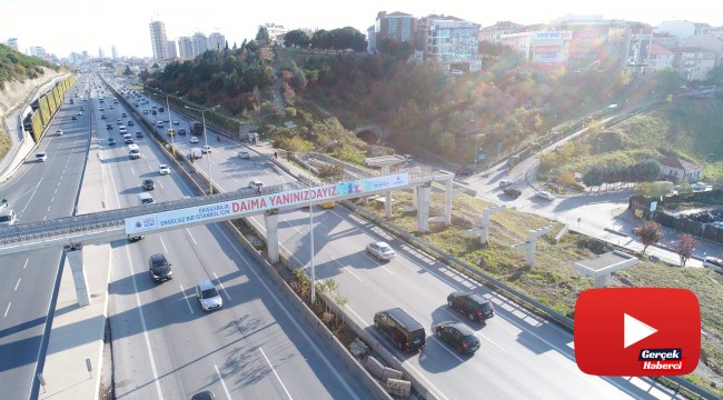 Engelli engelsiz üst geçit havadan görüntülendi
