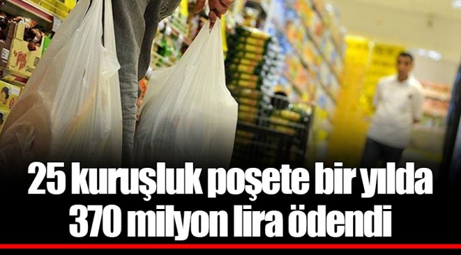 25 kuruşluk poşete bir yılda 370 milyon lira ödendi
