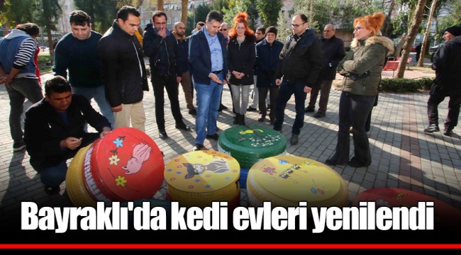 Bayraklı'da kedi evleri yenilendi