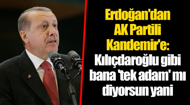 Erdoğan'dan AK Partili Kandemir'e: Kılıçdaroğlu gibi bana 'tek adam' mı diyorsun yani
