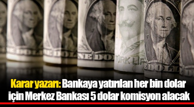 Karar yazarı: Bankaya yatırılan her bin dolar için Merkez Bankası 5 dolar komisyon alacak