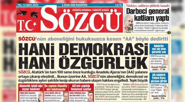 Sözcü’den AA açıklaması: Cumhurbaşkanın haberlerini okurlarımıza duyuramayacağız