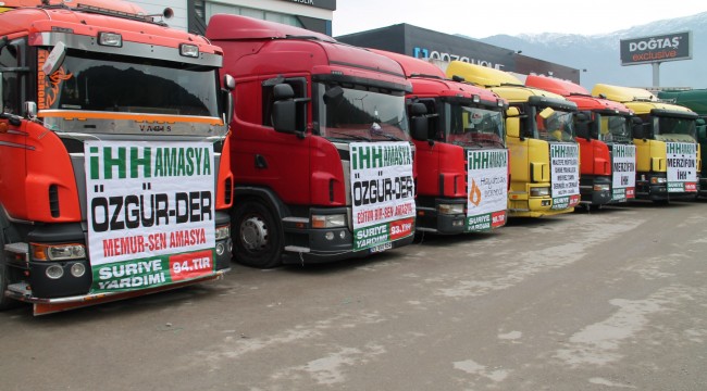 Amasya’dan İdlib’e 13 tırlık yardım