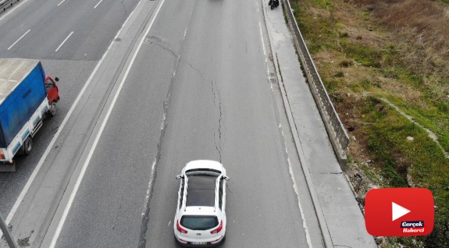 Avcılar'da E-5 yanyolda korkutan çatlaklar