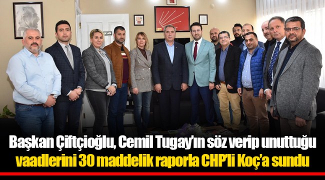 Başkan Çiftçioğlu, Cemil Tugay’ın söz verip unuttuğu vaadlerini 30 maddelik raporla CHP’li Koç’a sundu