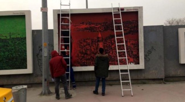 Bayrağa 'asılmış adam' figürü çizen şüpheliler yakalandı