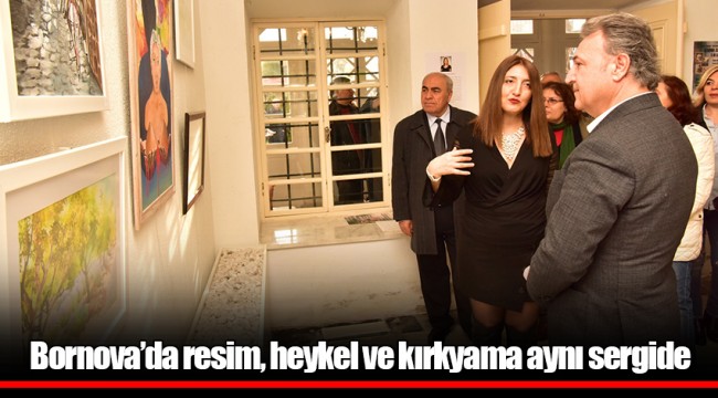 Bornova’da resim, heykel ve kırkyama aynı sergide