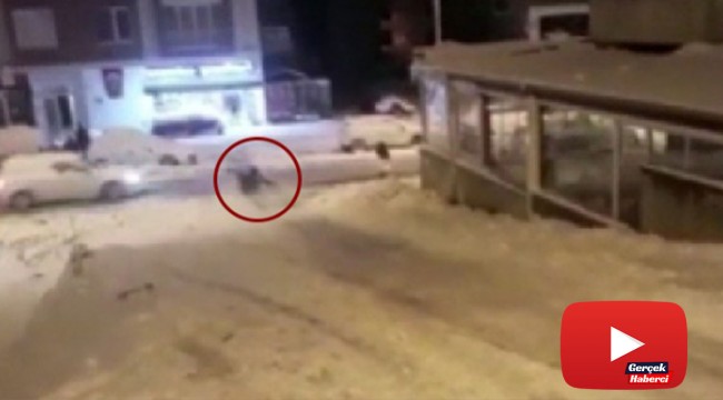 Giresun'da mahalle arasında poşetle kayak keyfi kazayla bitti