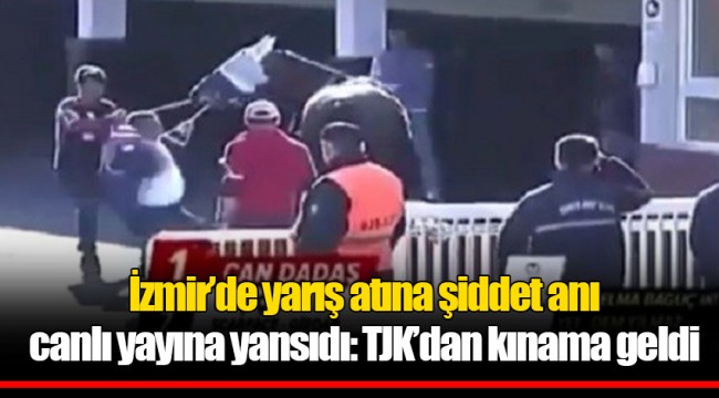 İzmir’de yarış atına şiddet anı canlı yayına yansıdı: TJK’dan kınama geldi