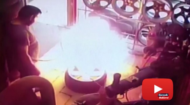 Oto tamircide patlayan nitrojen dolu lastik kamerada