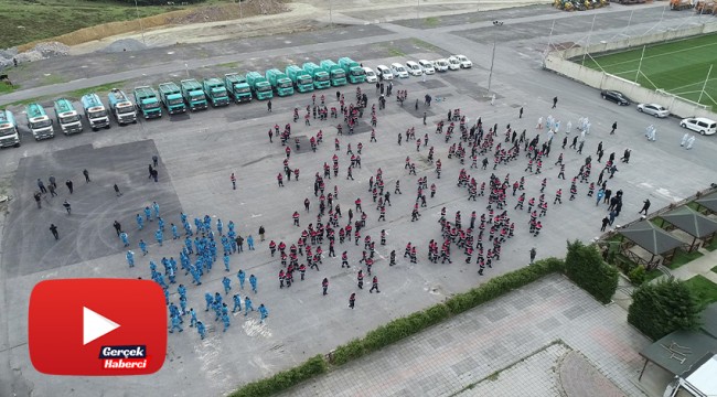 Cadde ve sokakları temizleyen temizlik ordusu havadan görüntülendi
