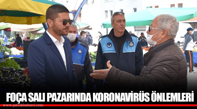 FOÇA SALI PAZARINDA KORONAVİRÜS ÖNLEMLERİ