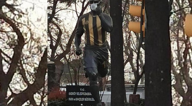 Heykeline maske takılan Alex’ten teşekkür