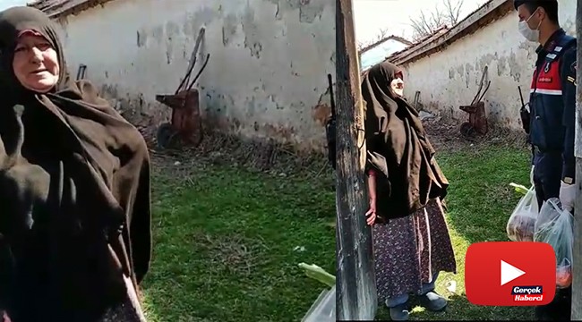 Jandarma ekiplerinin yardımı Hatice Teyze’nin gözlerini yaşarttı
