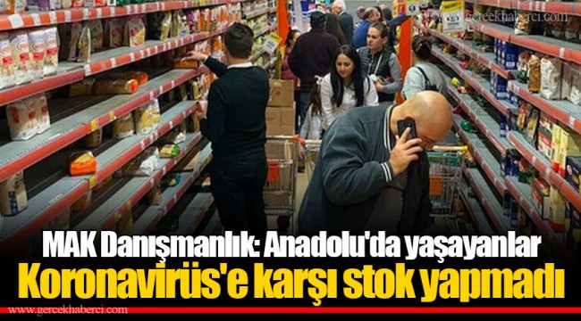 MAK Danışmanlık: Anadolu'da yaşayanlar Koronavirüs'e karşı stok yapmadı