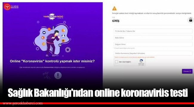 Sağlık Bakanlığı'ndan online koronavirüs testi