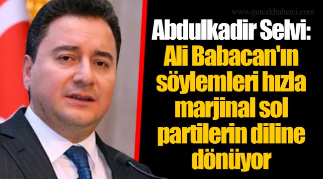 Abdulkadir Selvi: Ali Babacan'ın söylemleri hızla marjinal sol partilerin diline dönüyor