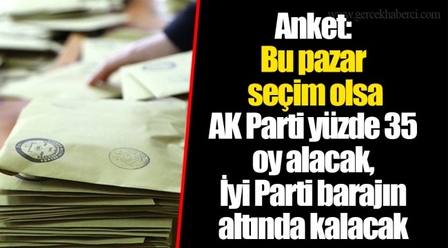 Anket: Bu pazar seçim olsa AK Parti yüzde 35 oy alacak, İyi Parti barajın altında kalacak