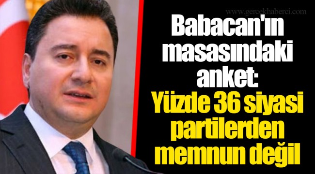 Babacan'ın masasındaki anket: Yüzde 36 siyasi partilerden memnun değil
