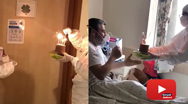 Doktorlardan korona virüs hastasına doğum günü sürprizi