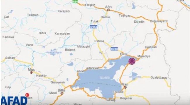 Van'da 4.7 büyüklüğünde deprem