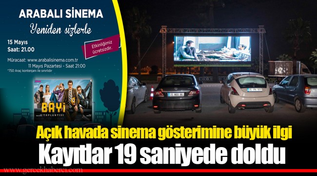 Açık havada sinema gösterimine büyük ilgi