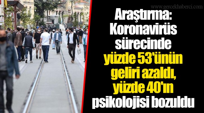 Araştırma: Koronavirüs sürecinde yüzde 53'ünün geliri azaldı, yüzde 40'ın psikolojisi bozuldu