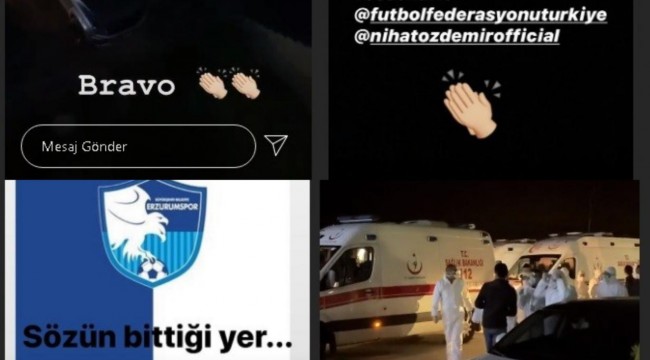 Erzurumsporlu futbolcudan TFF'ye Kovid-19 sitemi: Söylenecek çok şey var ama susuyorum
