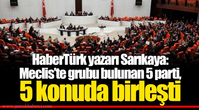 HaberTürk yazarı Sarıkaya: Meclis’te grubu bulunan 5 parti, 5 konuda birleşti