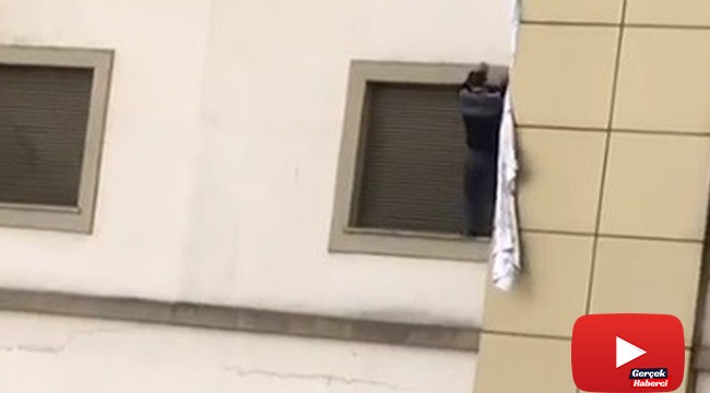 Korona virüs şüphelisi çarşafları birleştirerek hastaneden kaçmaya çalıştı