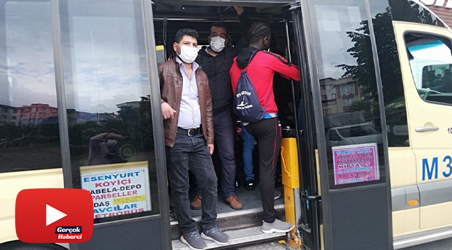 14 kişilik minibüste 30 kişi sosyal mesafesiz yolculuk