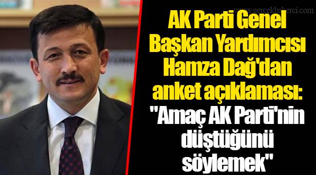 AK Parti Genel Başkan Yardımcısı Hamza Dağ'dan anket açıklaması: "Amaç AKP'nin düştüğünü söylemek"