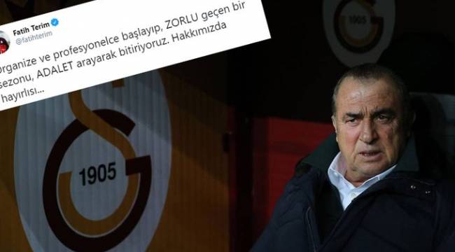 Fatih Terim'den imalı paylaşım: Organize ve profesyonelce başlayıp, 'zorlu' geçen bir sezonu, 'adalet' arayarak bitiriyoruz
