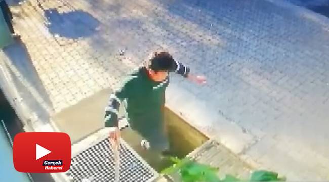 Kapağı açık kalan deponun içine düştü