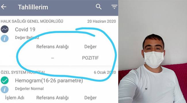 Testi pozitif çıktı sosyal medyadan uyardı